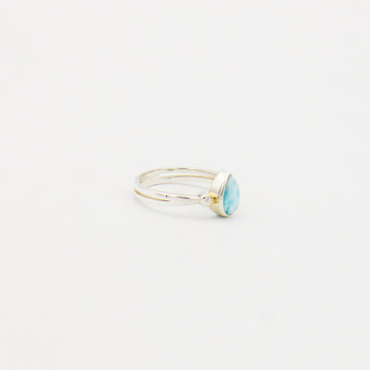 Larimar Small Pear Sterling Ring Size 9
