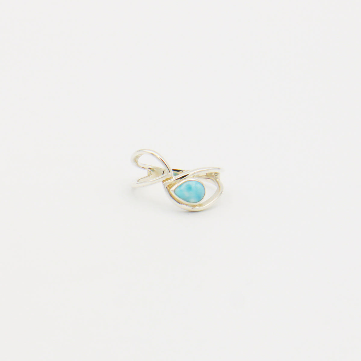 Larimar Small Pear & Sterling Ring Size 7