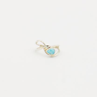 Larimar Small Pear & Sterling Ring Size 7