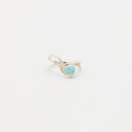 Larimar Small Pear & Sterling Ring Size 7