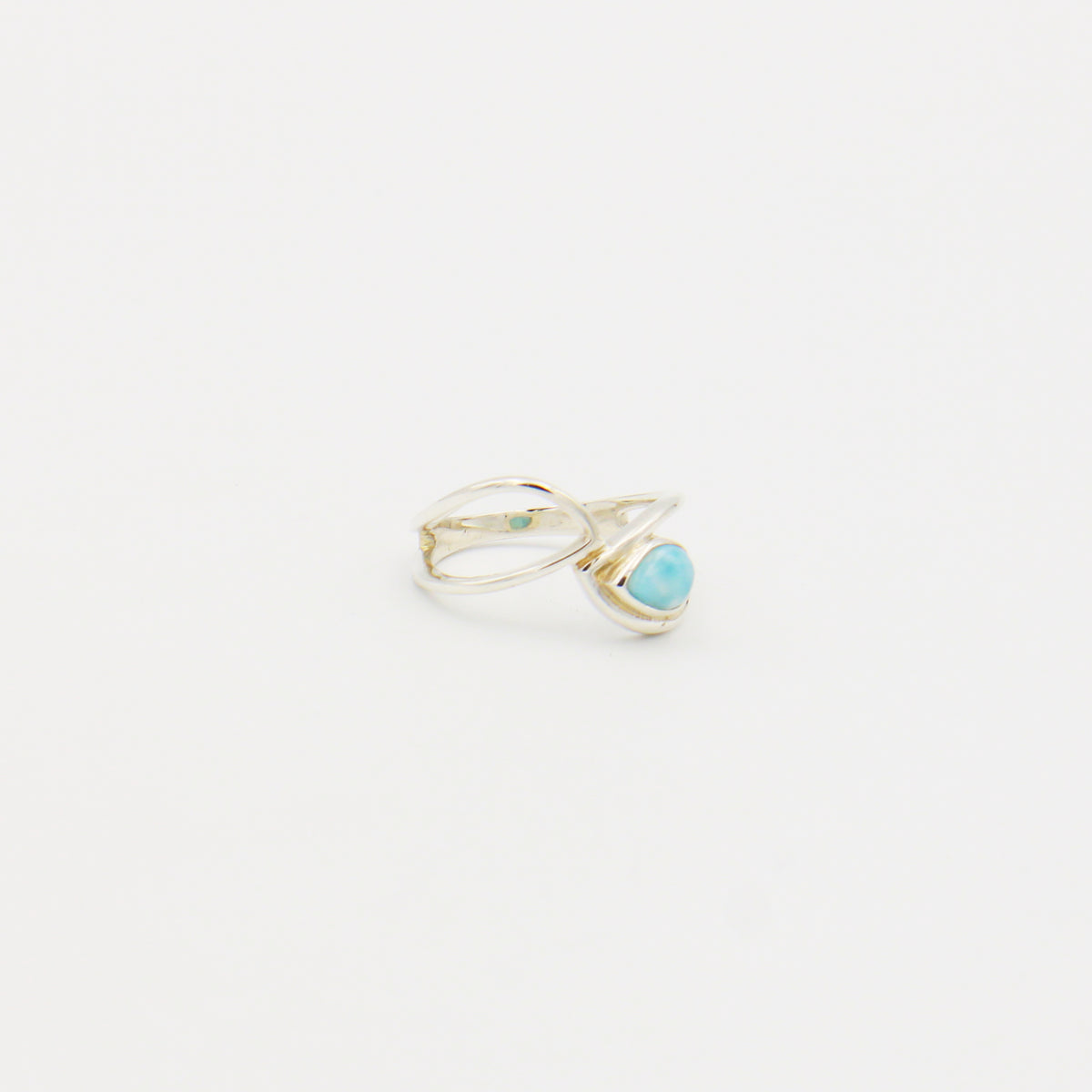 Larimar Small Pear & Sterling Ring Size 7