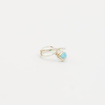 Larimar Small Pear & Sterling Ring Size 7