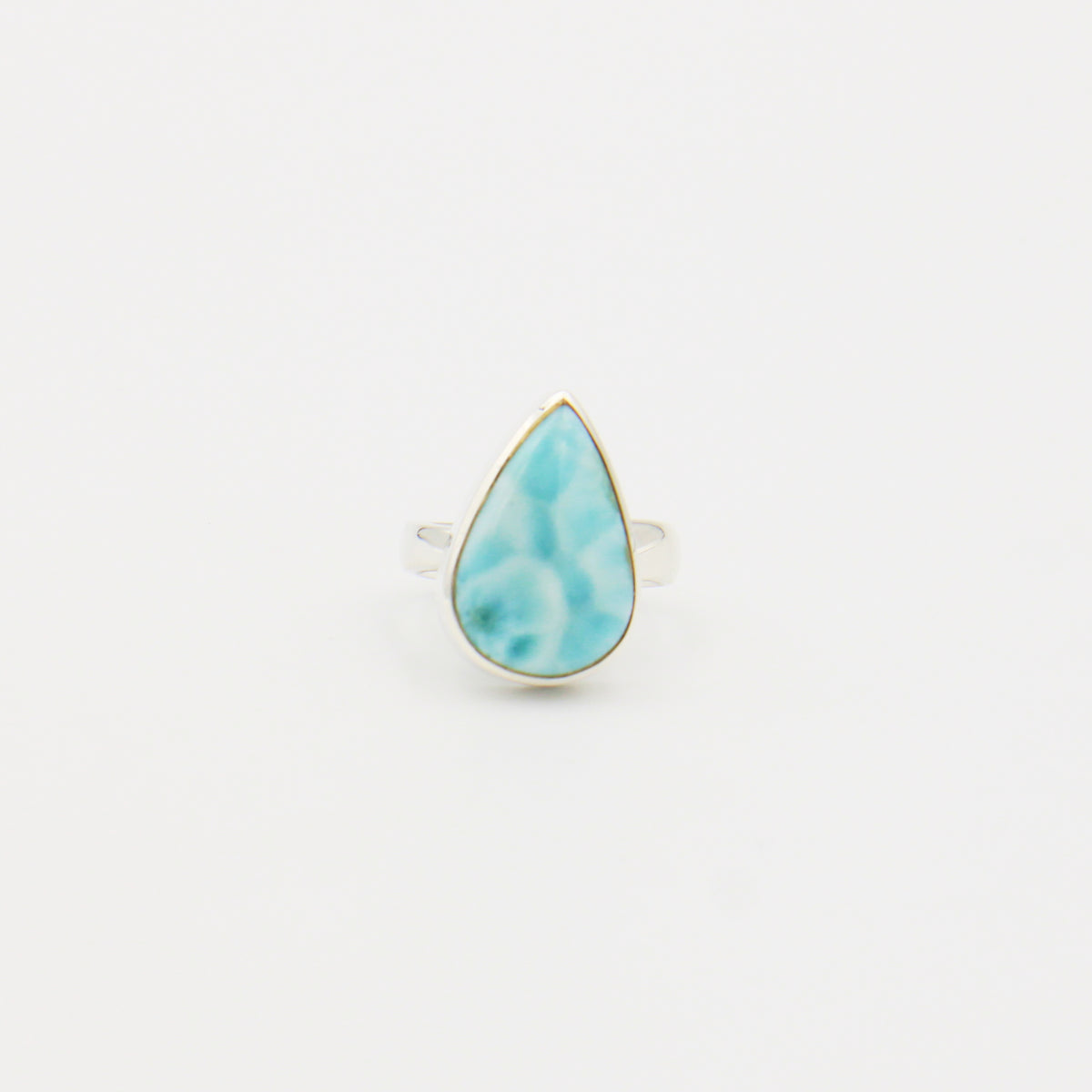 Larimar Large Pear Sterling Ring Size Adj
