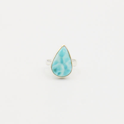 Larimar Large Pear Sterling Ring Size Adj