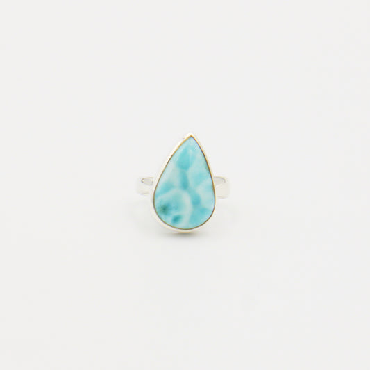 Larimar Large Pear Sterling Ring Size Adj