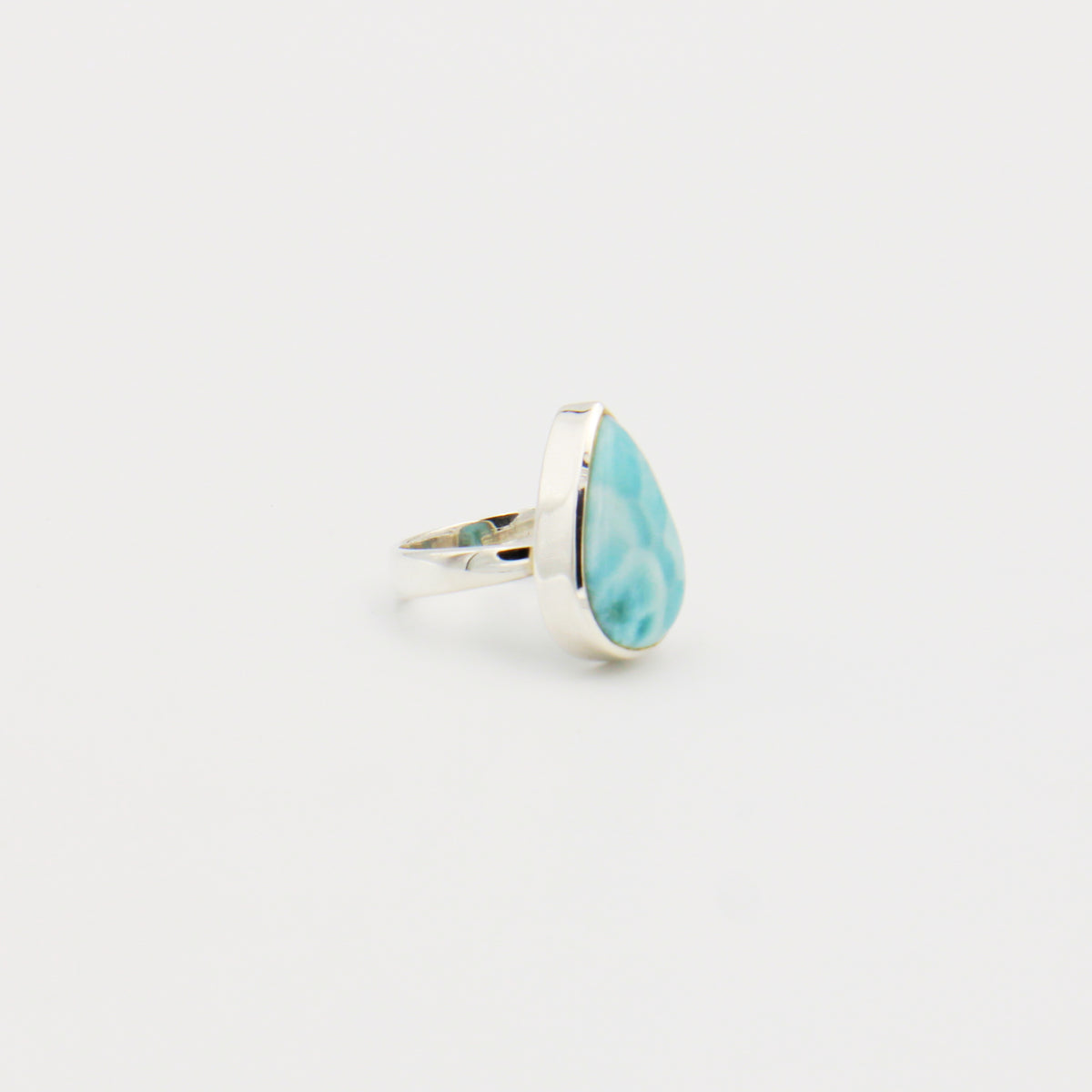 Larimar Large Pear Sterling Ring Size Adj