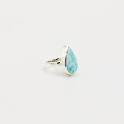 Larimar Large Pear Sterling Ring Size Adj