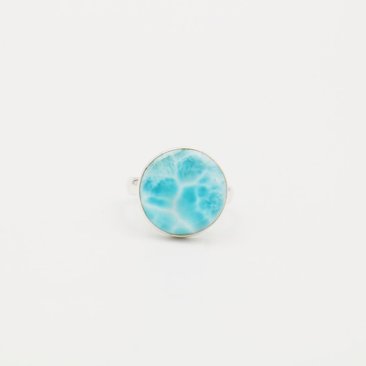Larimar Round Sterling Ring Size 10