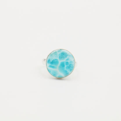 Larimar Round Sterling Ring Size 10