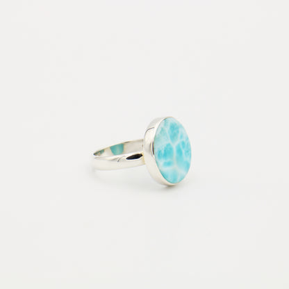 Larimar Round Sterling Ring Size 10