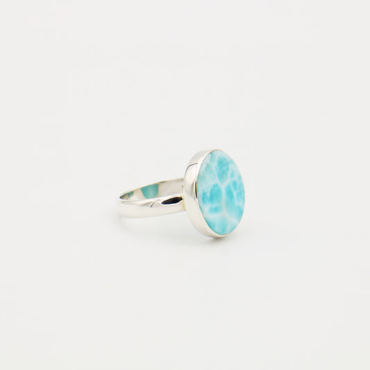 Larimar Round Sterling Ring Size 10