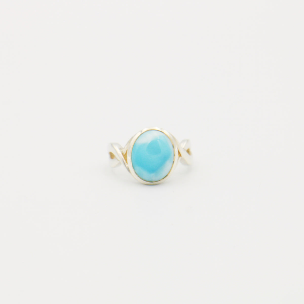 Larimar Oval Twist Sterling Ring Size 6