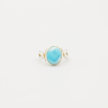 Larimar Oval Twist Sterling Ring Size 6