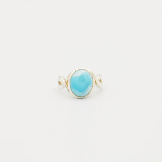 Larimar Oval Twist Sterling Ring Size 6