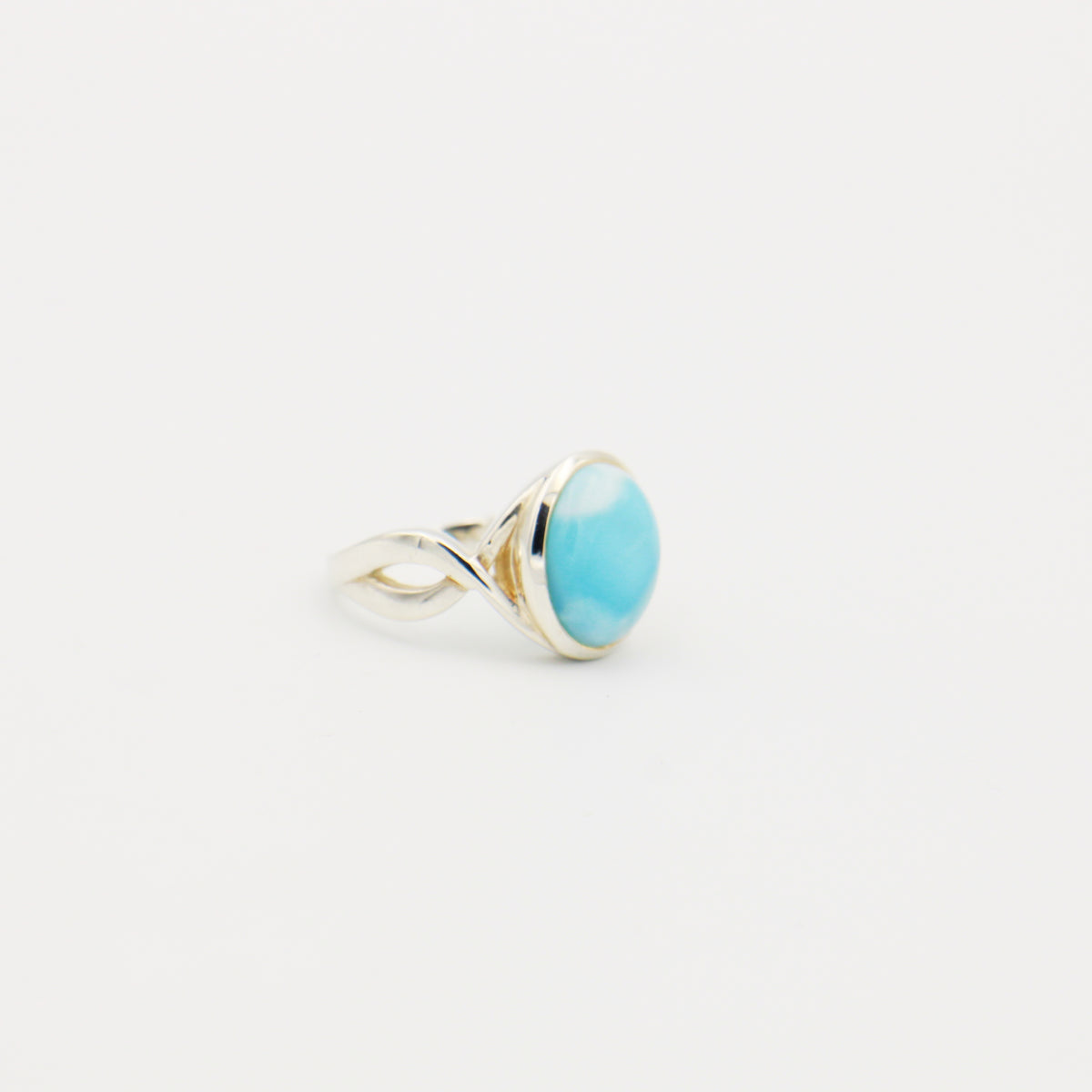 Larimar Oval Twist Sterling Ring Size 6