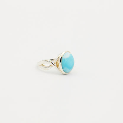 Larimar Oval Twist Sterling Ring Size 6