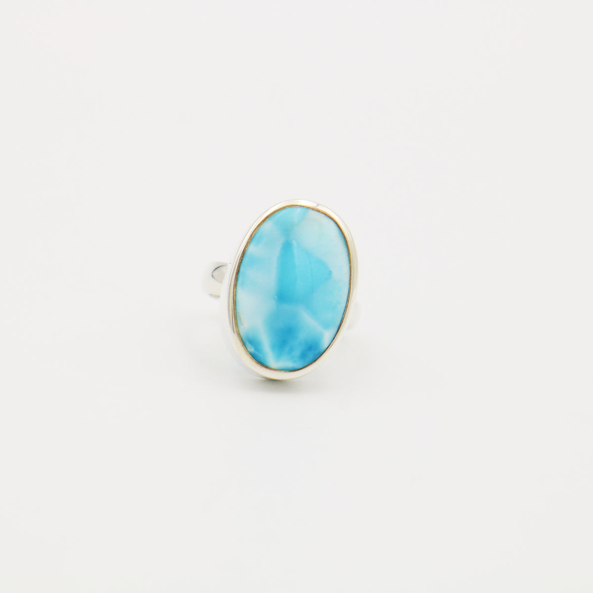Larimar Large Oval Sterling Ring Size Adj