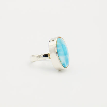 Larimar Large Oval Sterling Ring Size Adj