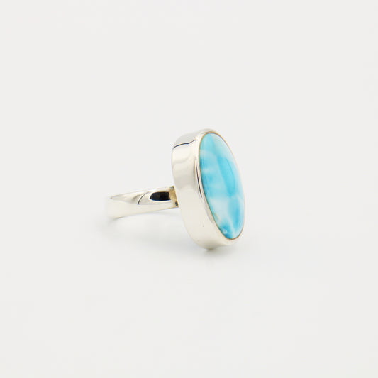 Larimar Large Oval Sterling Ring Size Adj