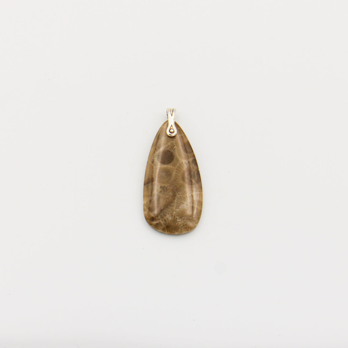 Petoskey Stone Long Pear Slice Pendant