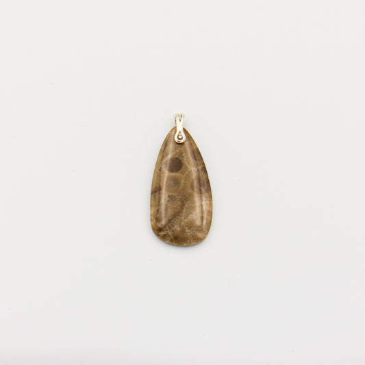 Petoskey Stone Long Pear Slice Pendant