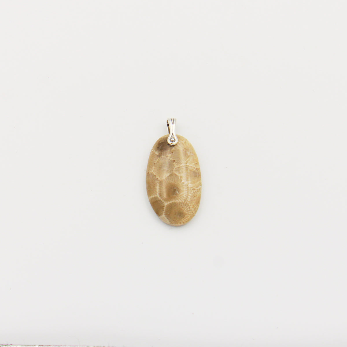 Petoskey Stone Long Oval Slice Pendant