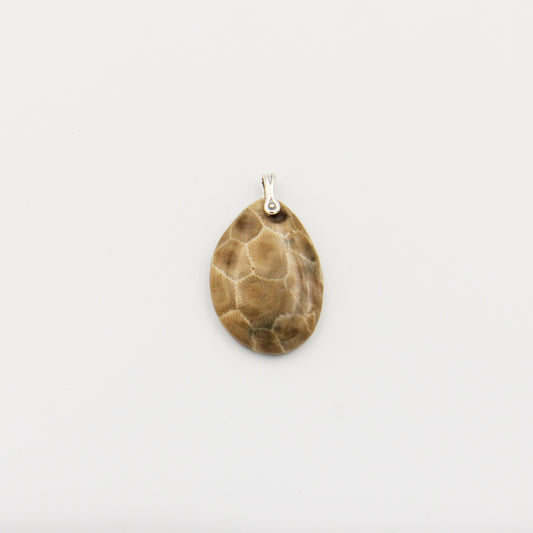Petoskey Stone Pear Slice Pendant