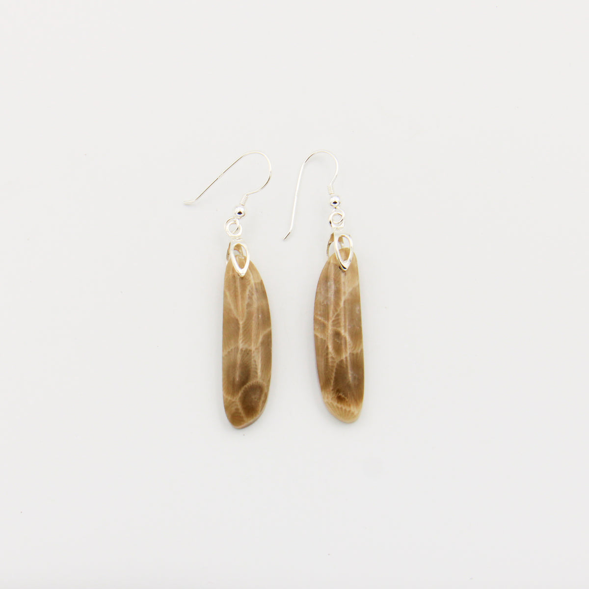 Petoskey Thin Oval Slice Sterling Earrings