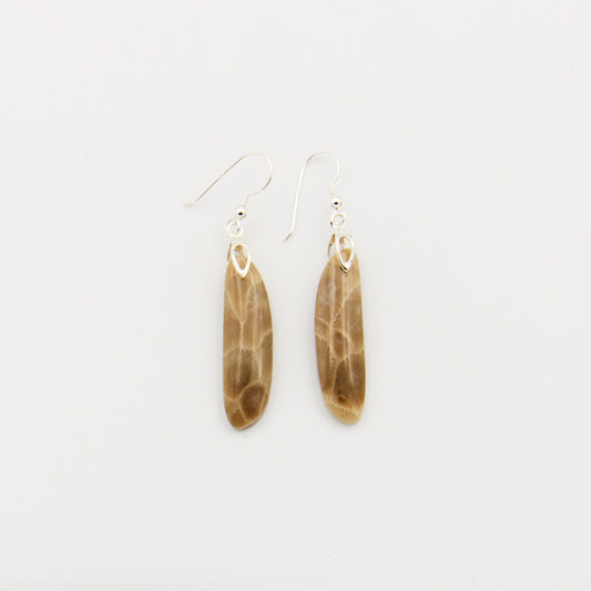 Petoskey Thin Oval Slice Sterling Earrings