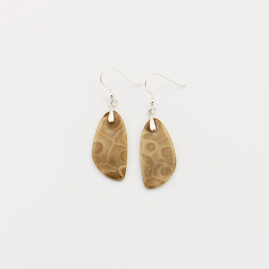 Petoskey Ovoid Slice Sterling Earrings