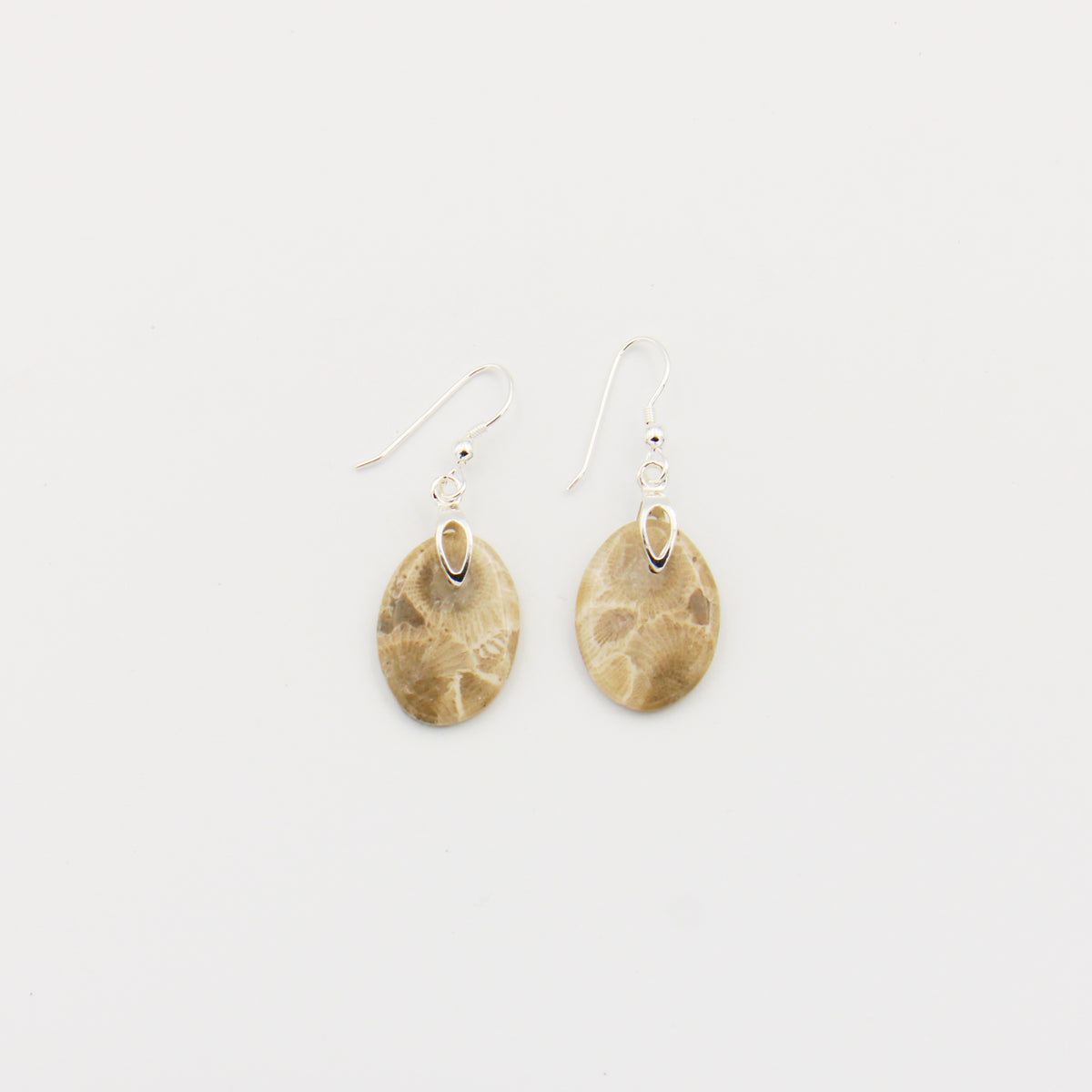 Petoskey Oval Slice Sterling Earring