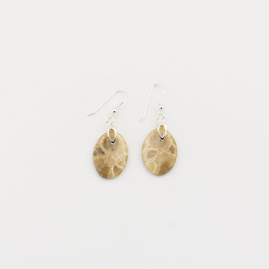 Petoskey Oval Slice Sterling Earring
