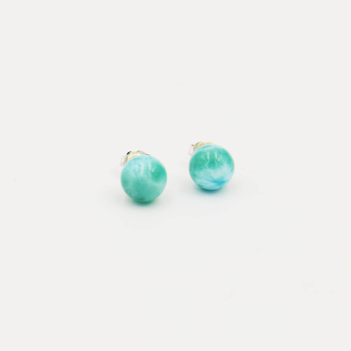Larimar Ball Sterling Studs 8mm
