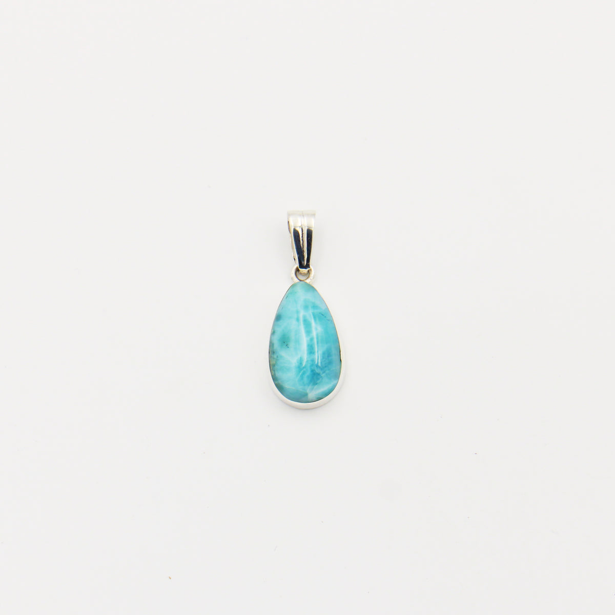 Larimar Pear Sterling Pendant 20mm