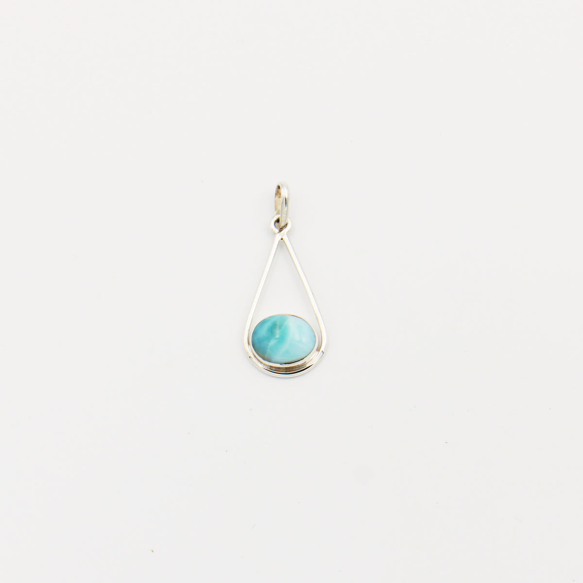 Larimar Oval Sterling Drop Pendant 12mm