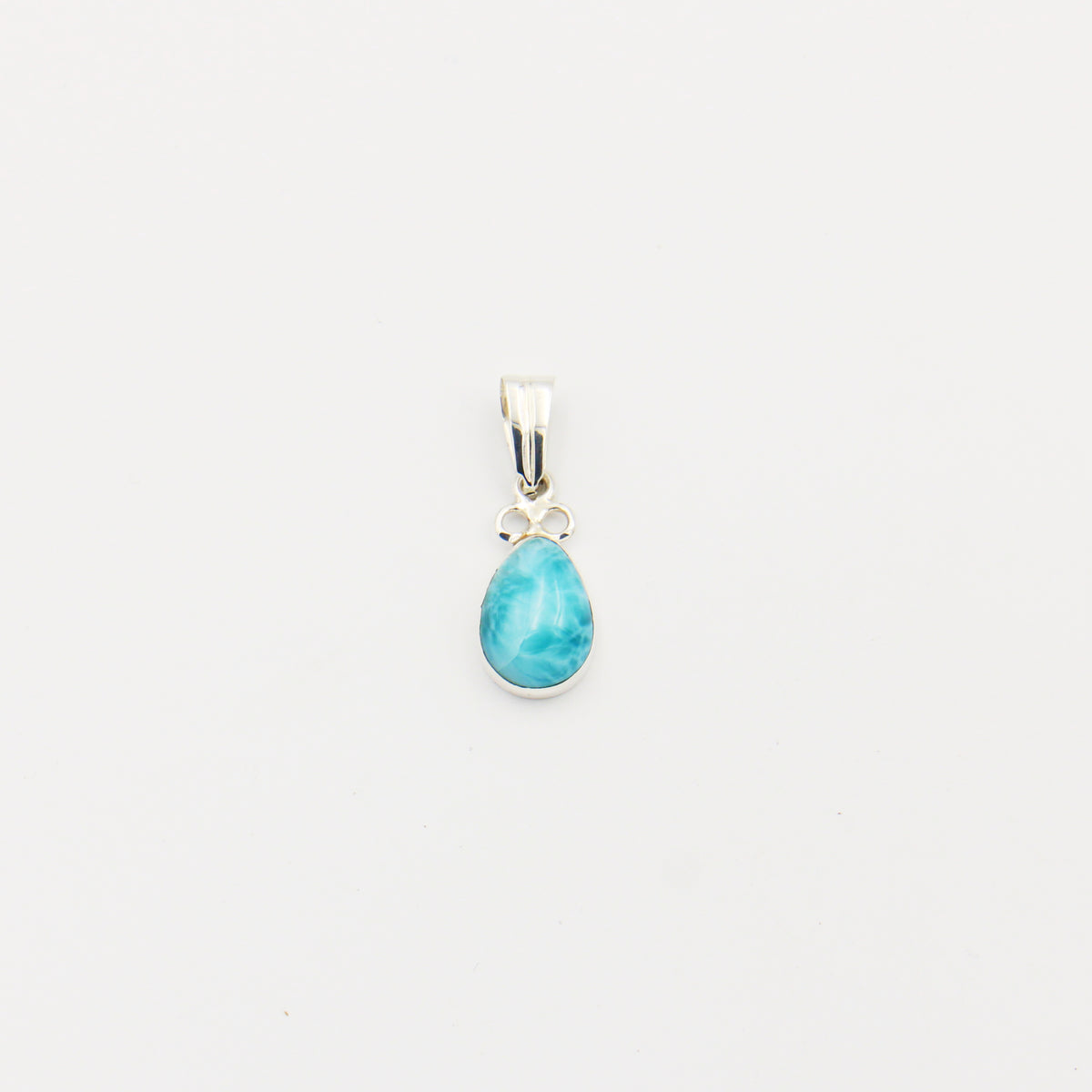 Larimar Pear 3 Circles Sterling Pendant 15mm