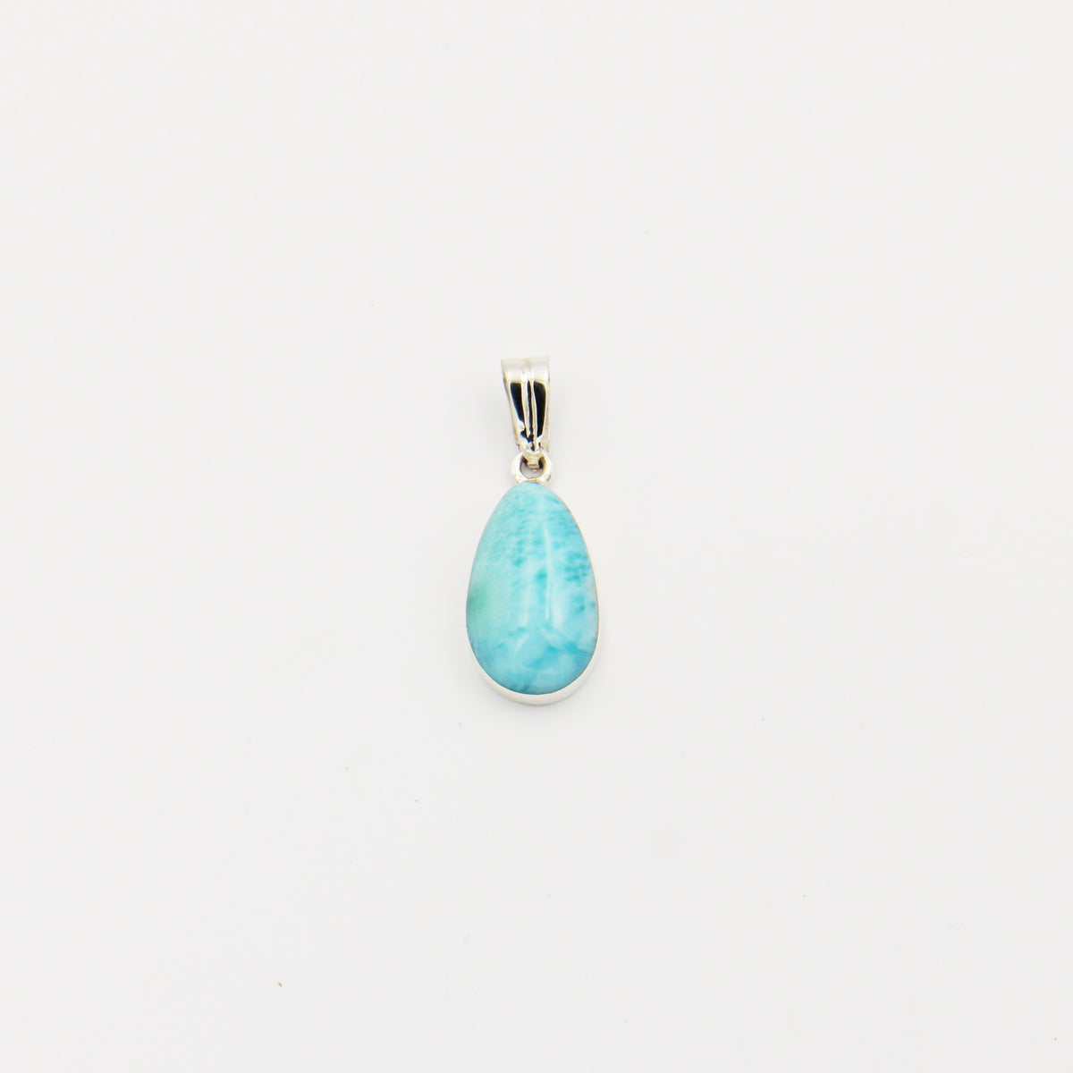 Larimar Pear Sterling Pendant 20mm