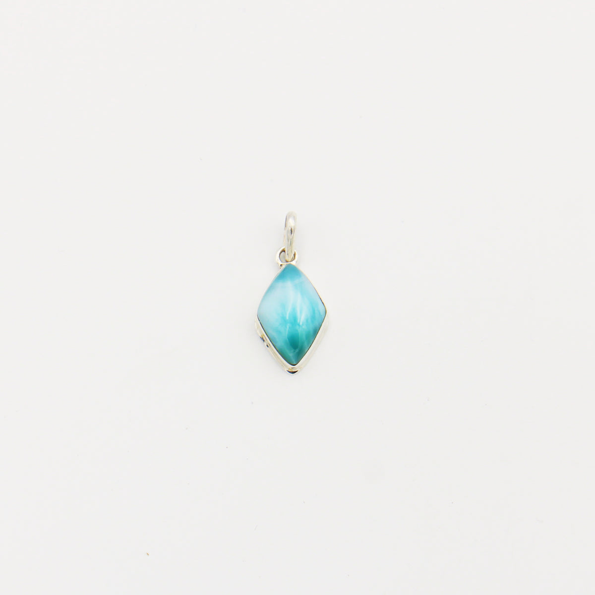 Larimar Diamond Sterling Pendant 18mm