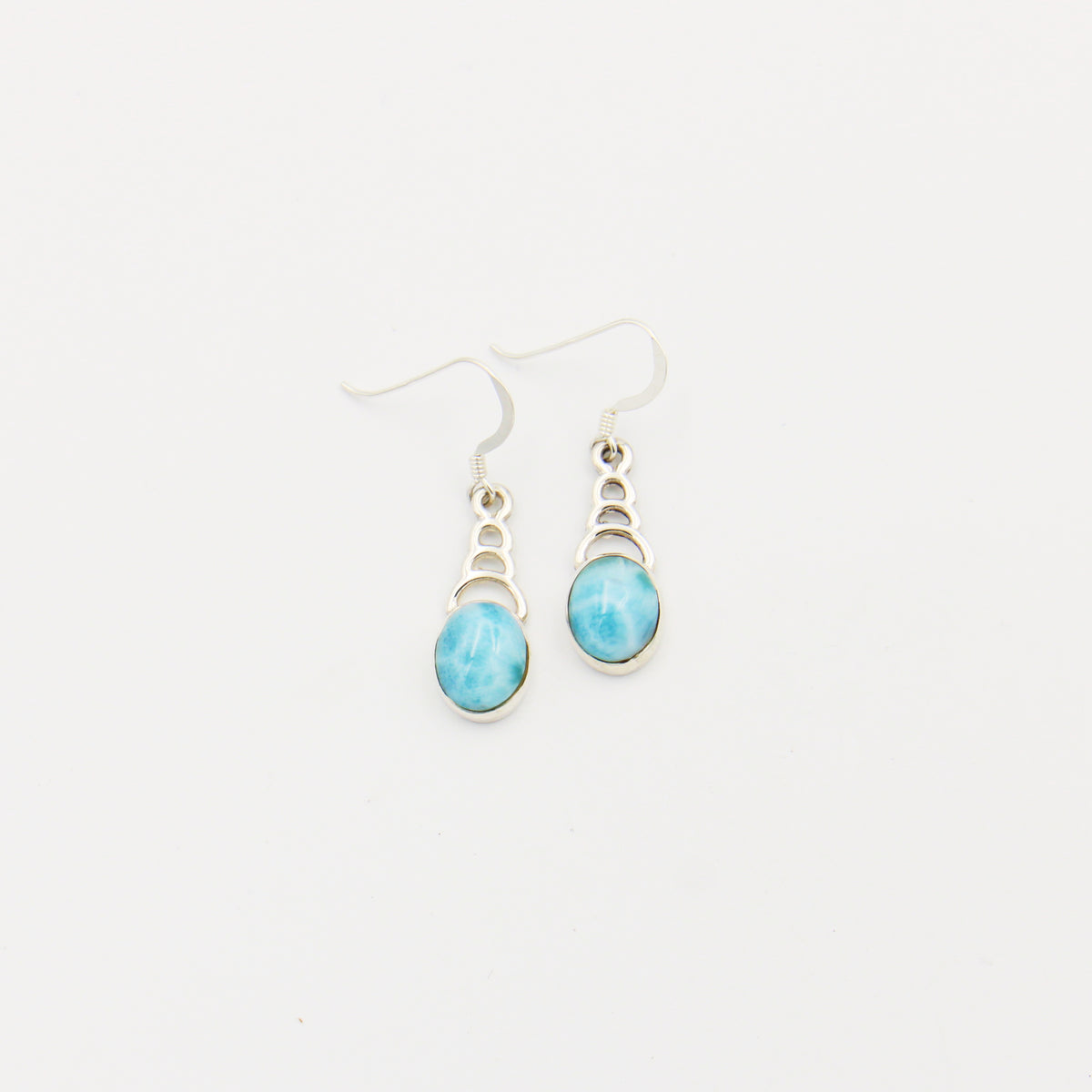 Larimar Oval & Half Circle Sterling Drop Earrings