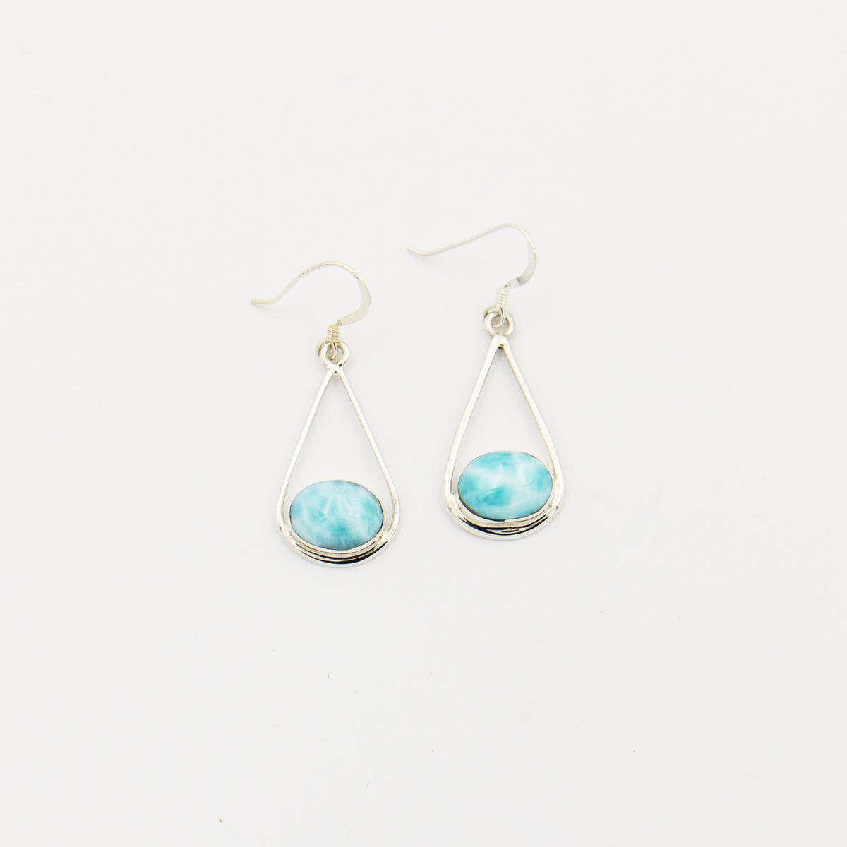 Larimar Oval Sterling Drop Earrings 10mm