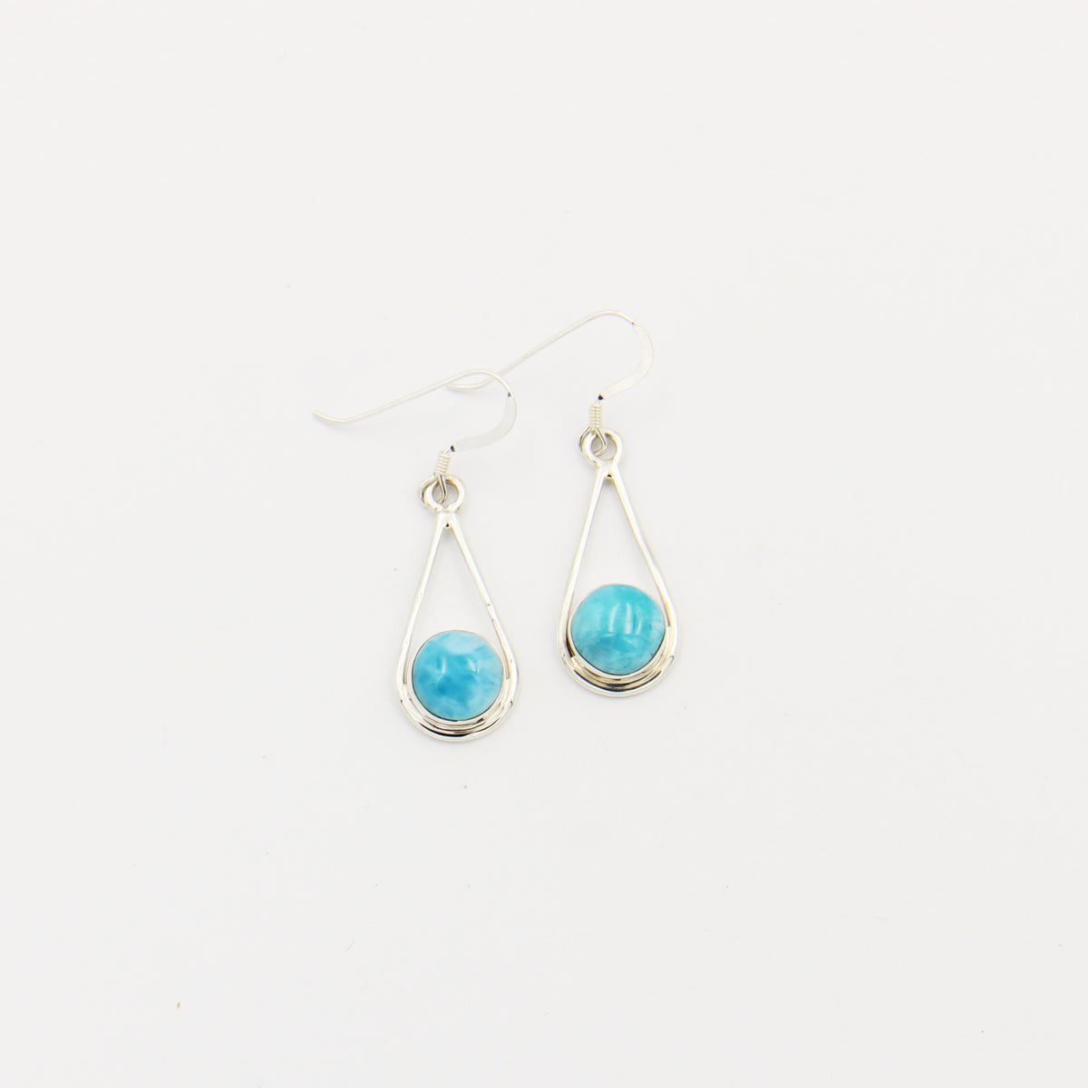 Larimar Round Sterling Drop Earrings 9mm