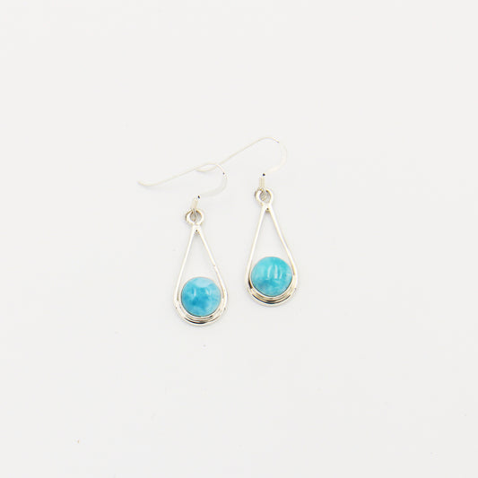 Larimar Round Sterling Drop Earrings 9mm