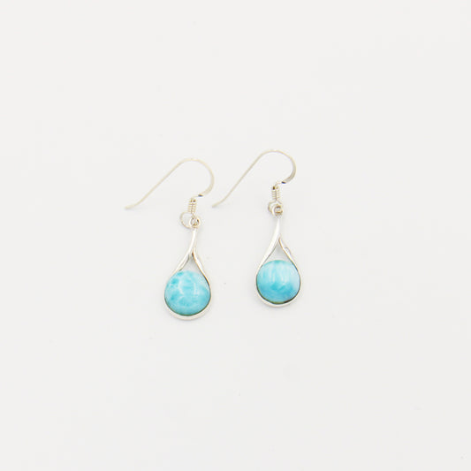 Larimar Round Sterling Twist Drop Earrings 10mm