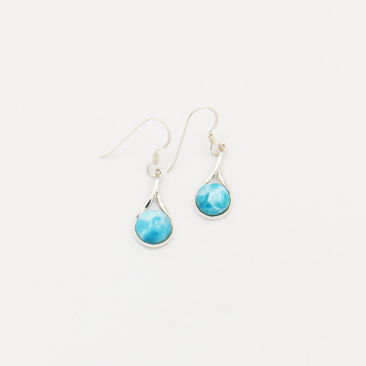 Larimar Round Sterling Twist Drop Earrings 10mm