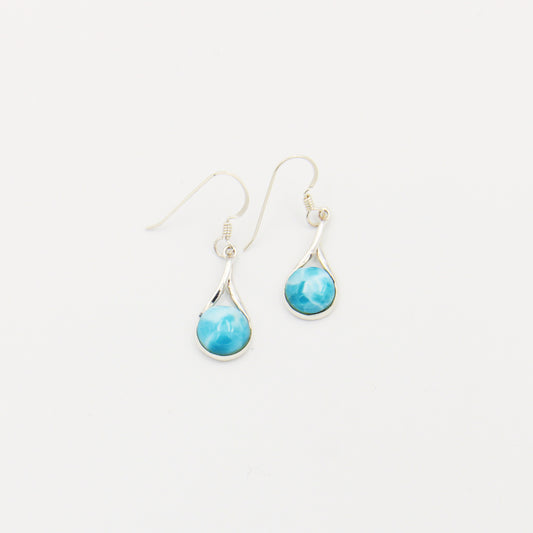 Larimar Round Sterling Twist Drop Earrings 10mm