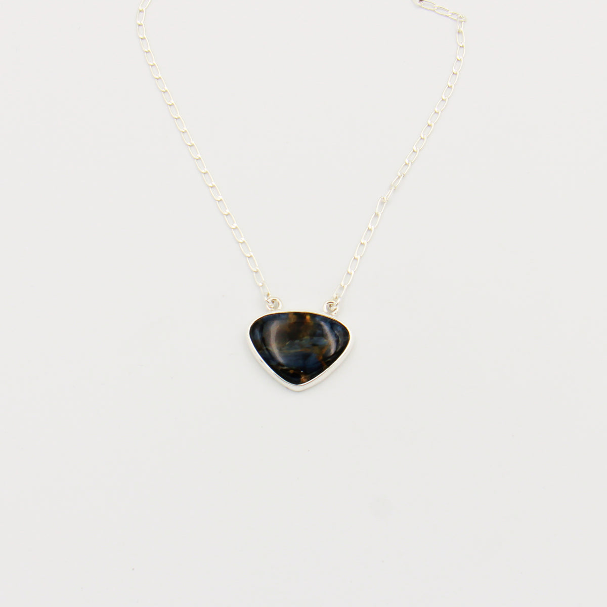 Pietersite Sterling Silver Paperclip Necklace