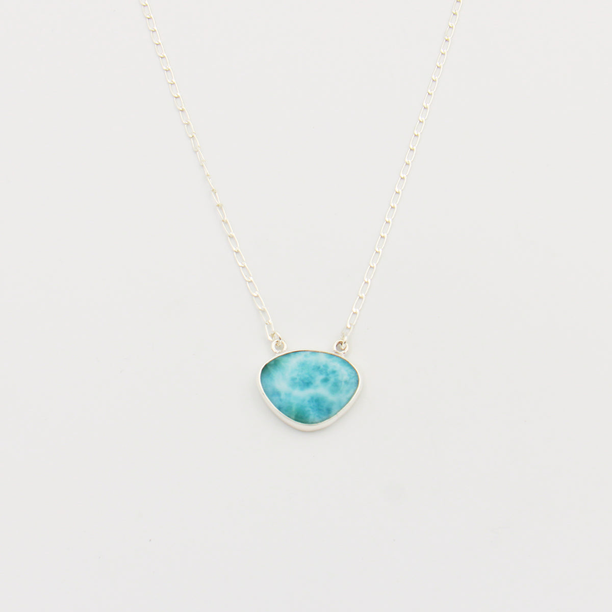 Larimar Sterling Silver Paperclip Necklace