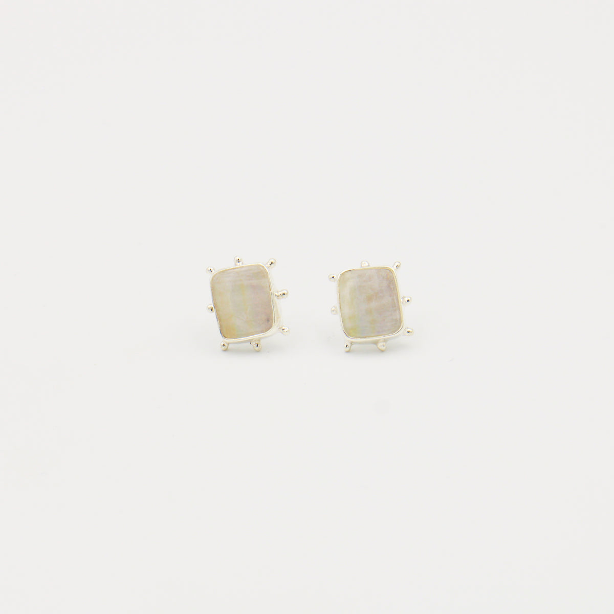 Moonstone Large Rectangular Sterling Studs