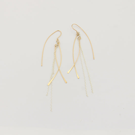 Waterfall Statement Threader Earrings GF & Sterling