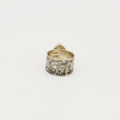 Citrine Trilliant Sterling Wide Band Ring Size 8.75